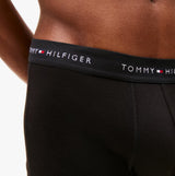 Tommy Hilfiger 3 Pack Mens BOXER BRIEF Black back view showcasing logo elastic waistband detail.