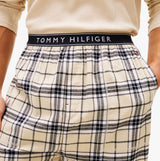 Tommy Hilfiger WAFFLE & PJ Mens Set Multicoloured front view showing plaid pajama pants with waistband.