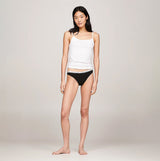 Tommy Hilfiger BIKINI 3 Pack Womens Briefs Black front view model wearing briefs with white tank top.