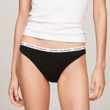 Tommy Hilfiger BIKINI 3 Pack Womens Briefs Black front view showing elasticated waistband and fit.