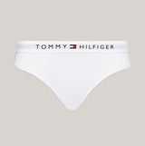 Tommy Hilfiger TH ORIGINAL LOGO BIKINI Womens Briefs White front view with logo elasticated waistband.