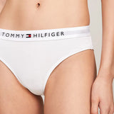 Tommy Hilfiger TH ORIGINAL LOGO BIKINI Womens Briefs White side view showcasing stretch cotton and TH logo elasticated waistband.