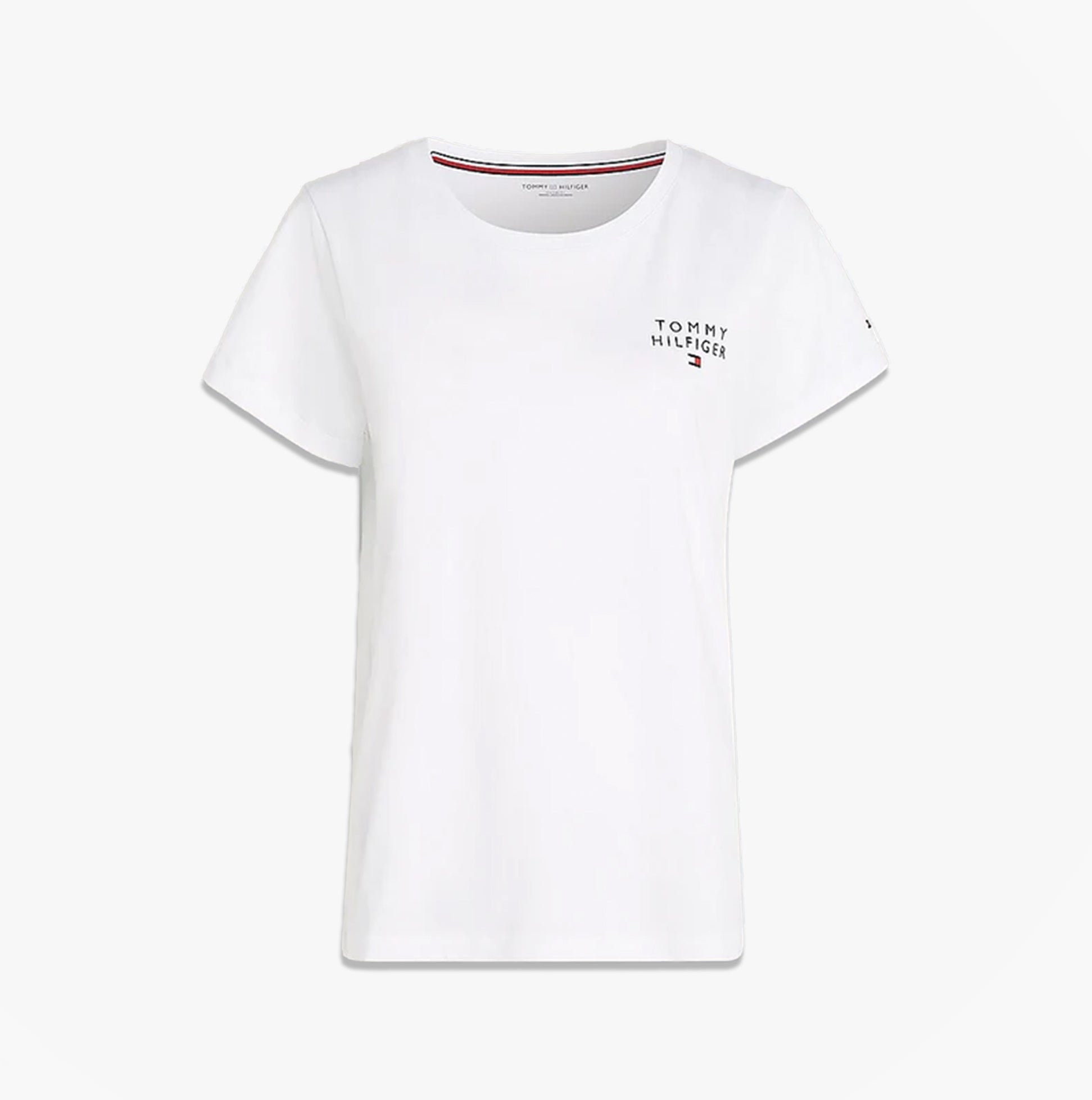 Tommy Hilfiger PURE COTTON Womens T-Shirt White front view with TH logo on chest.