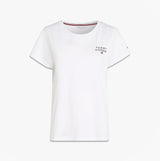 Tommy Hilfiger PURE COTTON Womens T-Shirt White front view with TH logo on chest.