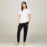 Tommy Hilfiger PURE COTTON Womens T-Shirt White front view worn with navy pants.