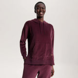 Tommy Hilfiger LONG HOODIE VELOUR Womens Hoodie Deep Burgundy