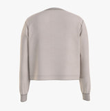 Tommy Hilfiger TRACK TOP Womens Track Top Cashmere Creme back view showing soft fabric and regular fit.