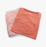 Tommy Hilfiger TH ICON Long Sleeve Jersey Pyjama Set Womens Coral Clay / Mini Geo Pink