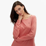 Tommy Hilfiger TH ICON Long Sleeve Jersey Pyjama Set Womens Coral Clay / Mini Geo Pink