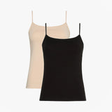 Tommy Hilfiger CAMI 2 Pack Womens Vest Black/Misty Blush front view showcasing black and misty blush camis.