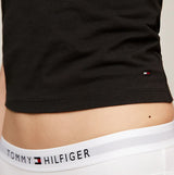 Tommy Hilfiger CAMI 2 Pack Womens Vest Black/Misty Blush detail view showing hem and logo embroidery.