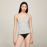 Tommy Hilfiger CAMI WITH LACE 2 Pack Womens White/Grey Heather front view of the grey cami with lace trim.