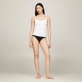 Tommy Hilfiger CAMI WITH LACE 2 Pack Womens White/Grey Heather front view, featuring spaghetti straps and lace trim.