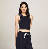 Tommy Hilfiger TANK TOP Womens Desert Sky front view, sleeveless, lightweight, stylish design in dark color.