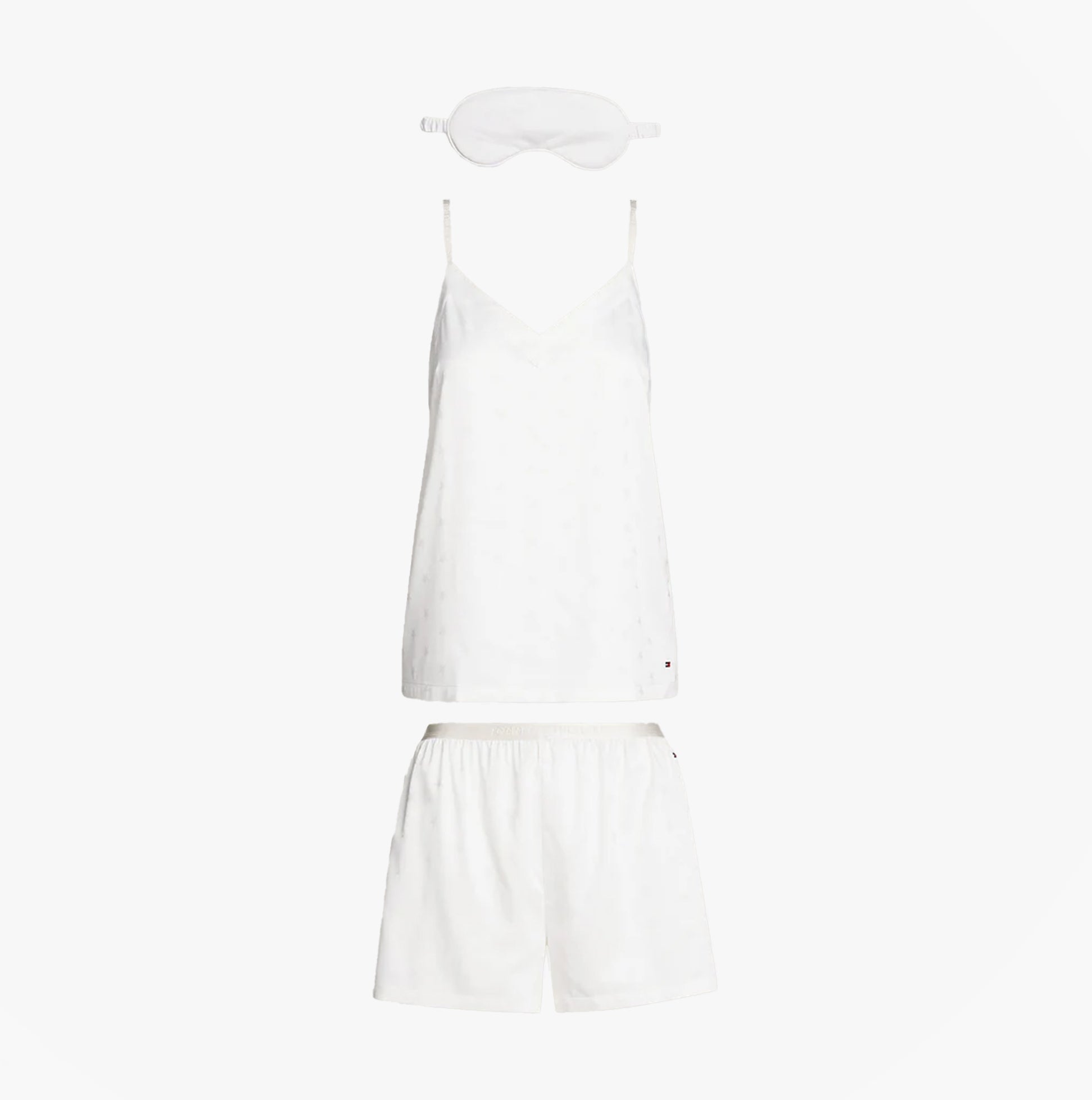 Tommy Hilfiger SATIN Pyjamas & Eye Mask Gift Set Womens Ivory