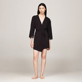 Tommy Hilfiger COMFORT Womens Modal Lace-Trim Kimono Robe Black