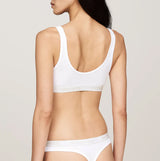 Tommy Hilfiger MONOTYPE Womens Bralette Lifts White back view featuring ribbed texture and elasticated underband.