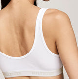 Tommy Hilfiger MONOTYPE Womens Bralette Lifts White back view featuring ribbed texture and elasticated underband.