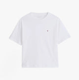 Tommy Hilfiger PURE COTTON Relaxed T-Shirt Womens White front view showcasing crew neckline and short sleeves.