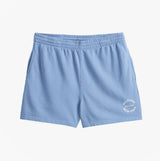 Tommy Hilfiger LOGO Relaxed Womens Lounge Shorts Brisk Blue front view showcasing lightweight material and logo detail.