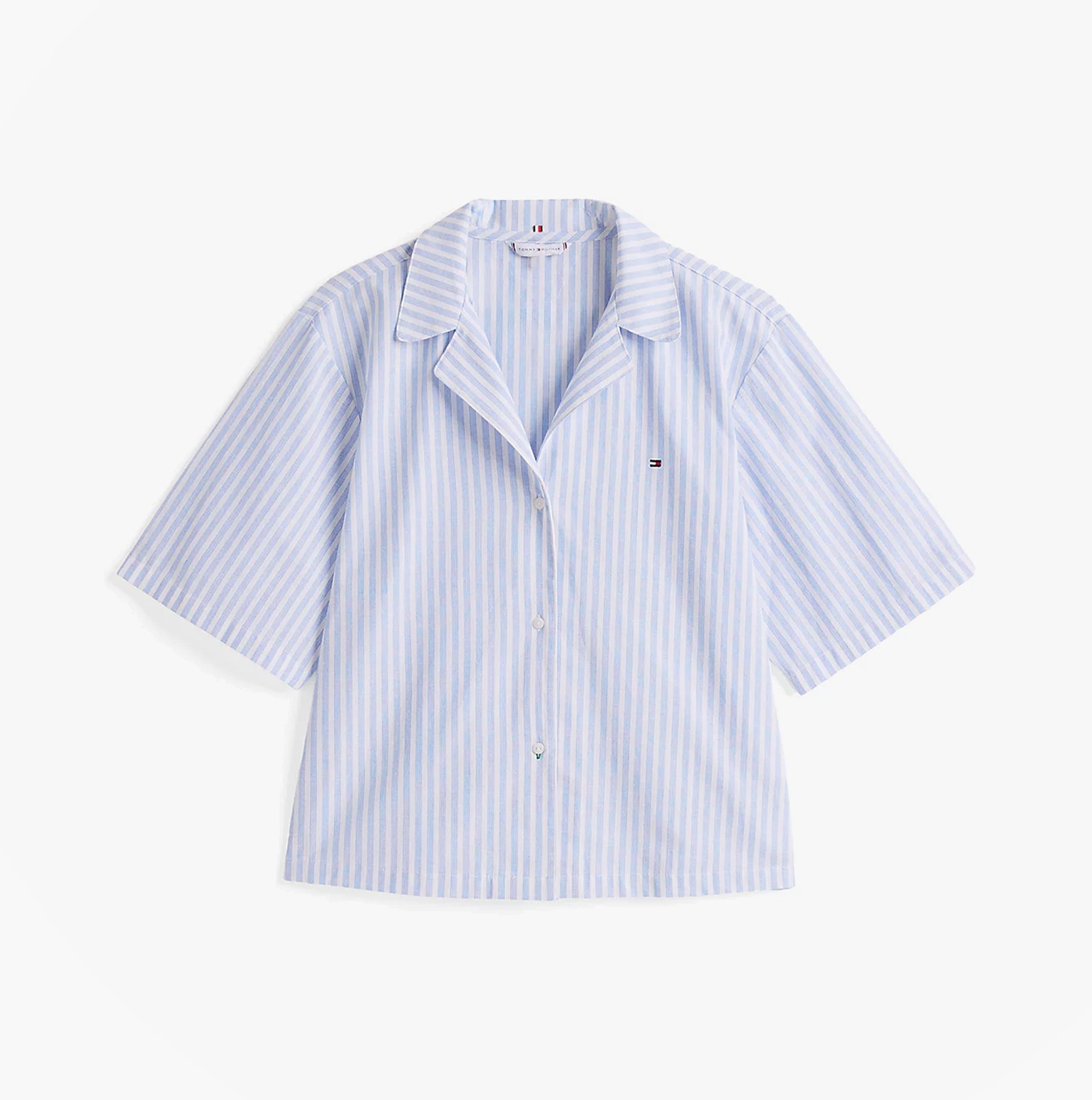 Tommy Hilfiger LINEN Relaxed Pyjama Set Womens Multi Stripes Blue Spell