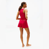 Tommy Hilfiger LOGO Womens Racerback Pyjama Set Vivacious Pink back view showcasing the sleeveless design and shorts.
