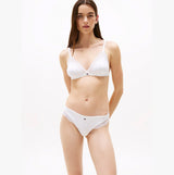 Tommy Hilfiger DIPPED BIKINI Womens White side view with lace trim and ribbed texture