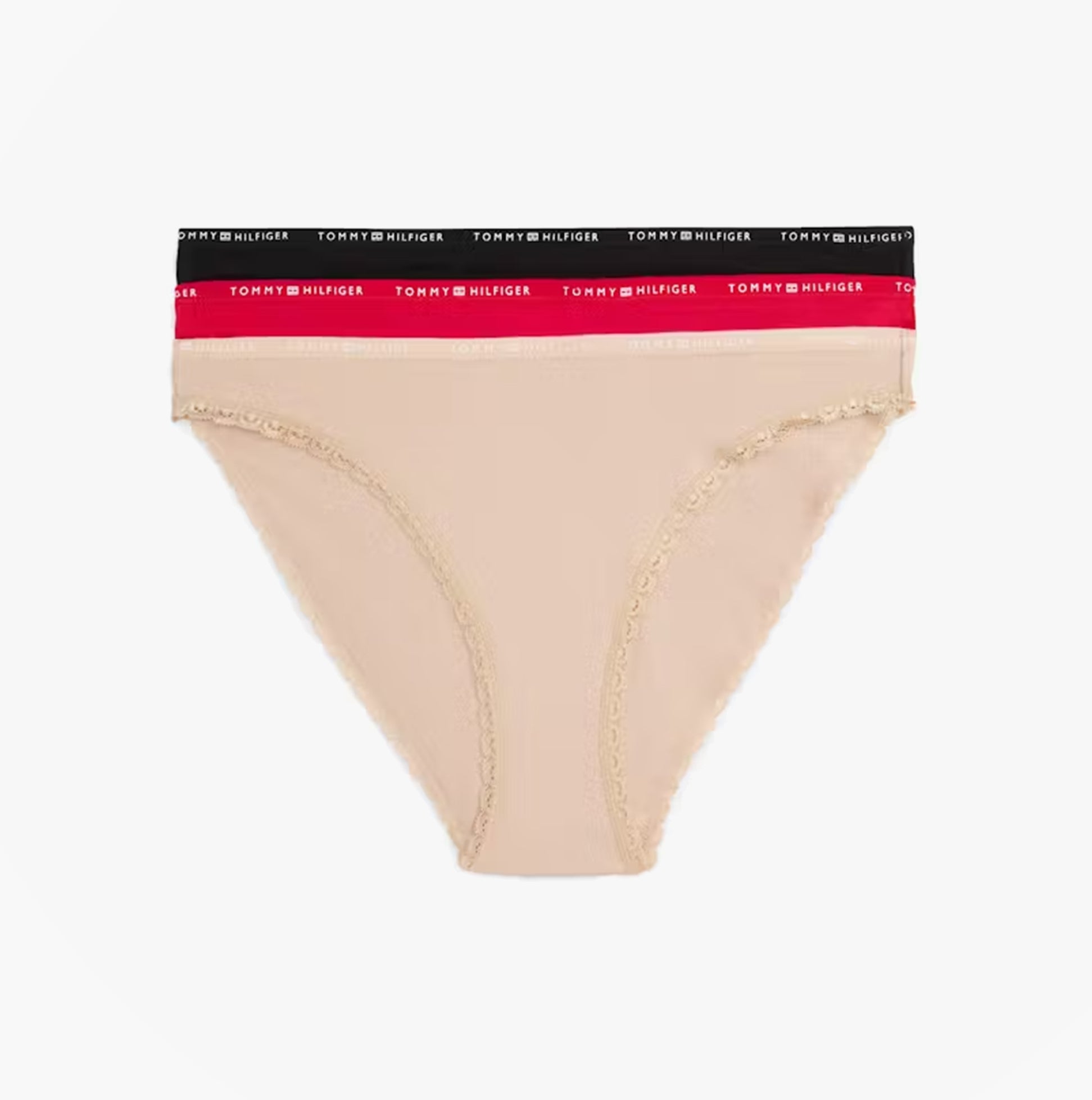 Tommy Hilfiger Womens 3 Pack Lace Trim Bikini Brief Multicolour