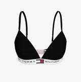 Tommy Hilfiger RP TRIANGLE BRA Womens Black front view featuring lightly lined moulded cups and stretch cotton.
