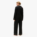 Tommy Hilfiger SHIRT PANTS SET Womens Set Black back view showcasing relaxed fit and long sleeves.