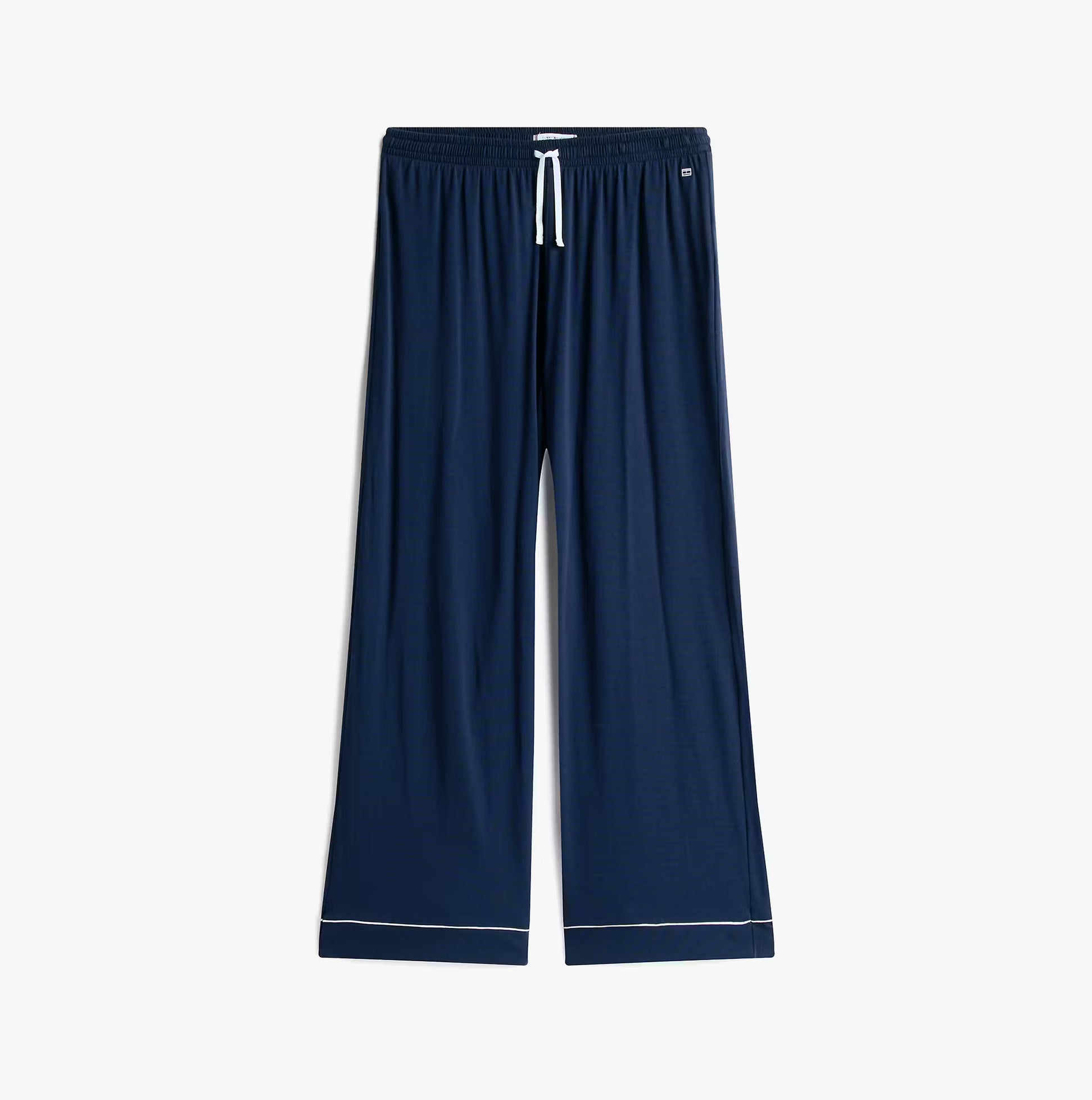 Tommy Hilfiger SHIRT PANTS SET Womens Set Dark Night Navy front view of relaxed-fit pants in dark navy color.