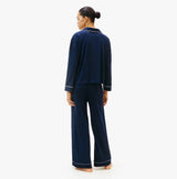 Tommy Hilfiger SHIRT PANTS SET Womens Set Dark Night Navy back view showing relaxed fit and long sleeves.