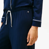 Tommy Hilfiger SHIRT PANTS SET Womens Set Dark Night Navy detail view of pants and shirt fabric