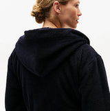 Tommy Hilfiger TOWELLING BATHROBE Womens Bathrobes Desert Sky back view showing hood and relaxed fit.