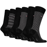 Tommy Hilfiger 6 Pack Giftbox Birdeye Mens Crew Socks Dark Grey Melange