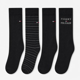 Tommy Hilfiger 4 Pack Giftbox Tommy Stripe Mens Crew Socks Black