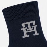 Tommy Hilfiger 3 Pack Giftbox Monogram Stripe Mens Crew Socks Navy