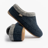 Toni Pons ALBONS Womens Wedge Mule Slippers Blue side view with felt upper and rubber sole.