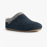 Toni Pons ALBONS Womens Wedge Mule Slippers Blue side view with grey lining and rubber sole.