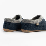 Toni Pons ALBONS Womens Wedge Mule Slippers Blue rear view showing felt upper and rubber sole