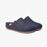 Toni Pons MONA-FR Womens Mari mules in dark gray felt, side view showcasing the slip-on design and round toe shape.