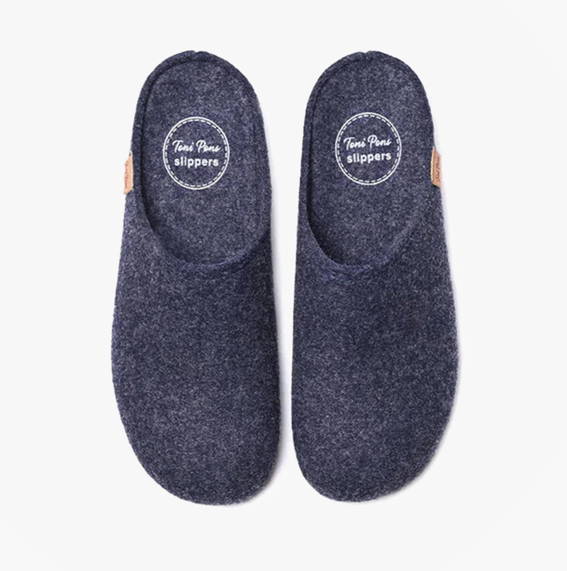 Toni Pons MONA-FR Womens Mari top view slippers in navy felt, slip-on design, comfort and breathable features.