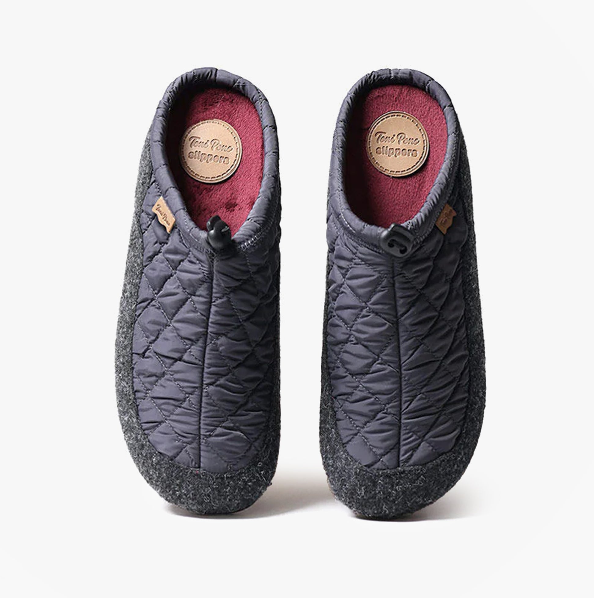 Toni Pons NADIR-UM Mens Gris slip-on mules, side view showing felt upper and round toe design.