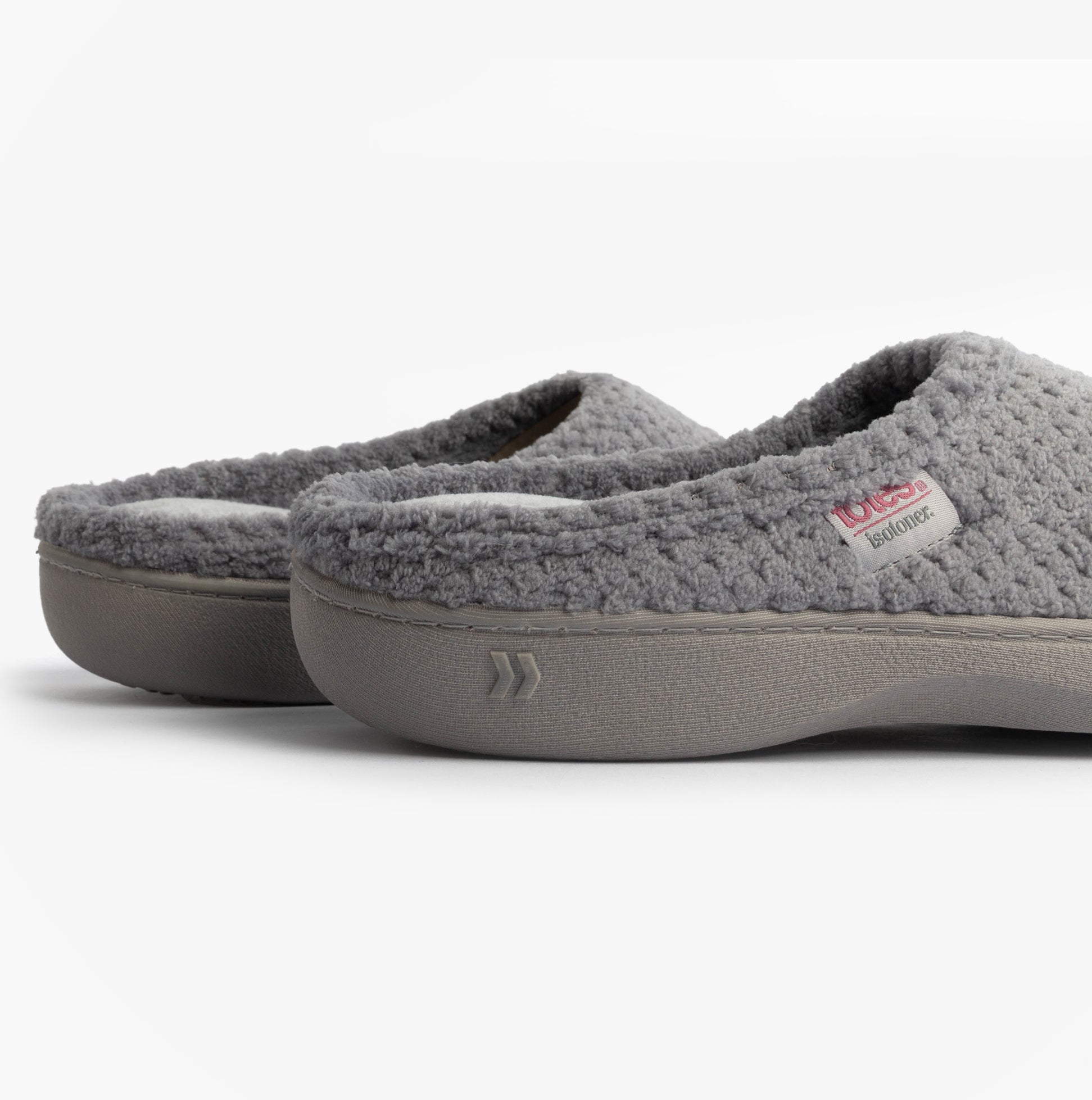 Totes Isotoner POPCORN TERRY Womens Mule Slippers Grey