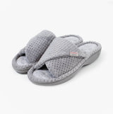 Totes Isotoner POPCORN TURNOVER OPEN TOE Womens Mule Slippers Pale Grey