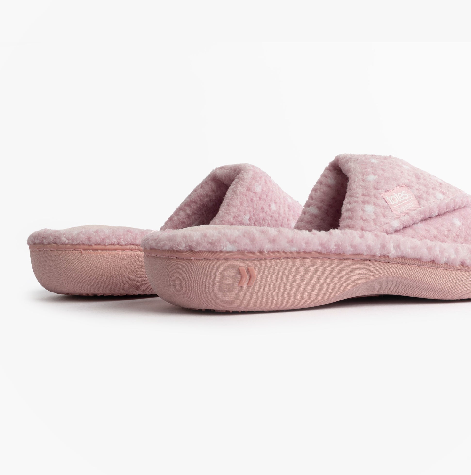 Totes Isotoner POPCORN TURNOVER OPEN TOE Womens Mule Slippers Pink Spot