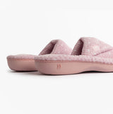 Totes Isotoner POPCORN TURNOVER OPEN TOE Womens Mule Slippers Pink Spot