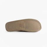 Totes Isotoner REAL SUEDE MULE Womens Slippers Sand bottom view of TPR sole with textured pattern for comfort and durability.