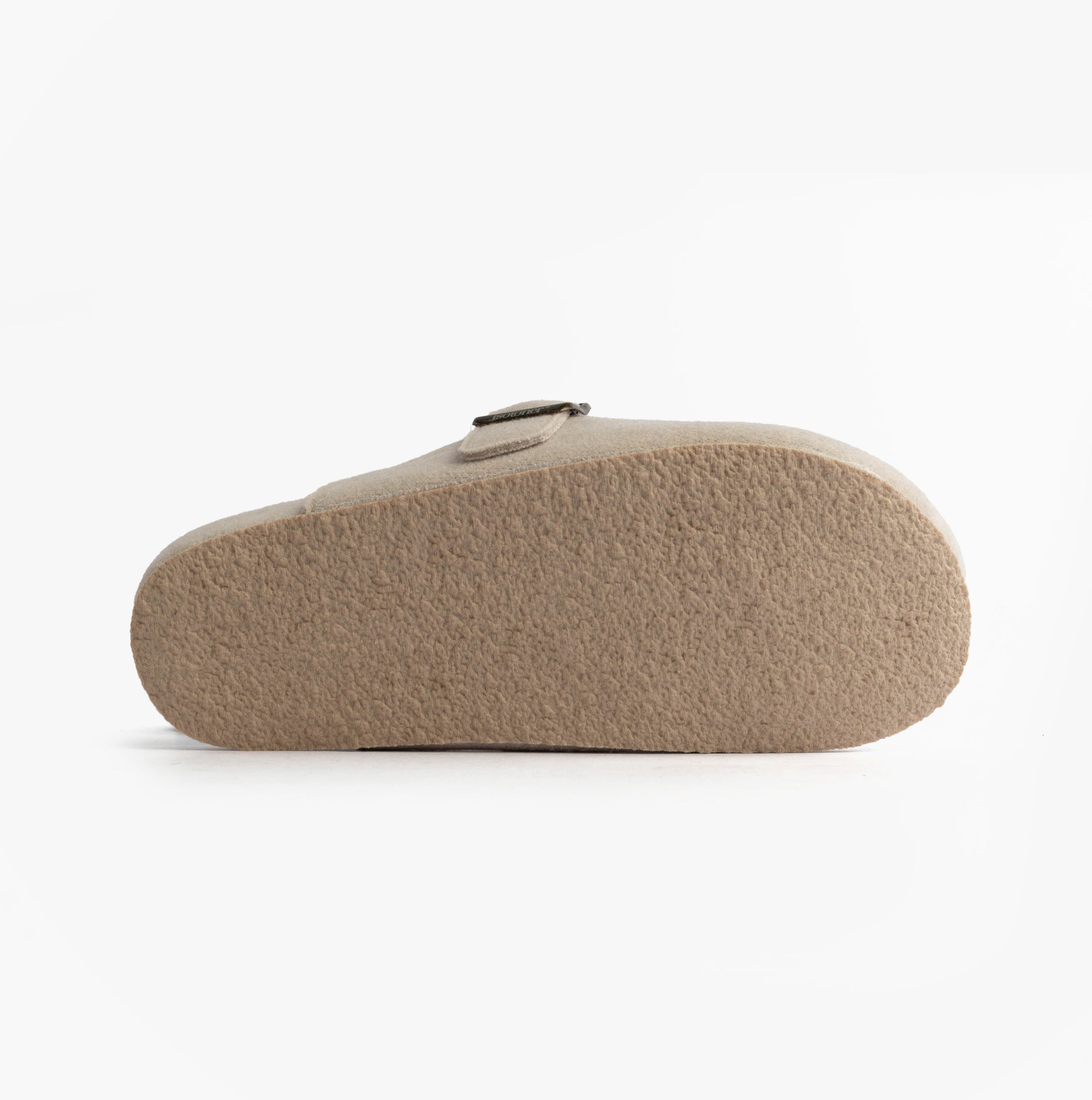 Totes Isotoner FELT CLOG Womens Clog Mule Slippers Oatmeal, side view of the sole showing textured TPR material.