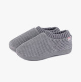 Totes Isotoner POPCORN FULL BACK BOOTIE Womens Slippers Grey side view showing comfortable slip-on design.